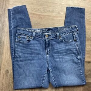 Vineyard Vines Skinny Jeans Raw Hem Stretch Denim Womens 12 Medium Wash Blue